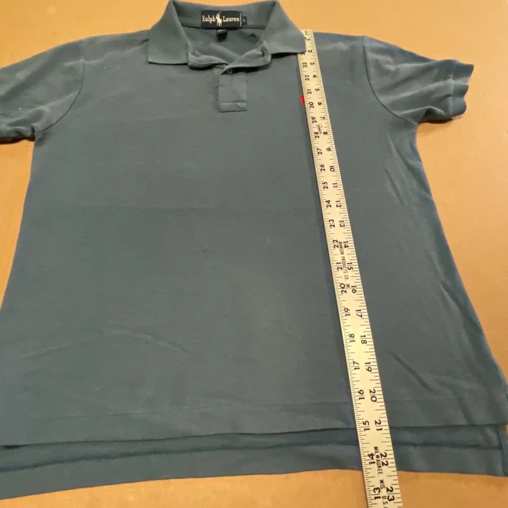 Vintage 90s Polo Ralph Lauren Shirt Large L Blue Slate Made In Hong Kong Pony